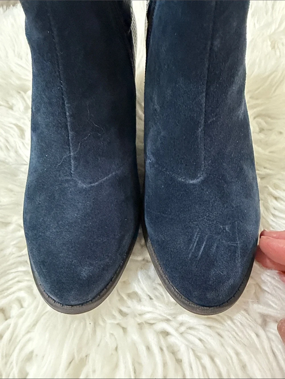 Vionic Navy Suede Ankle Booties with Side Zip Size 5 NWOT